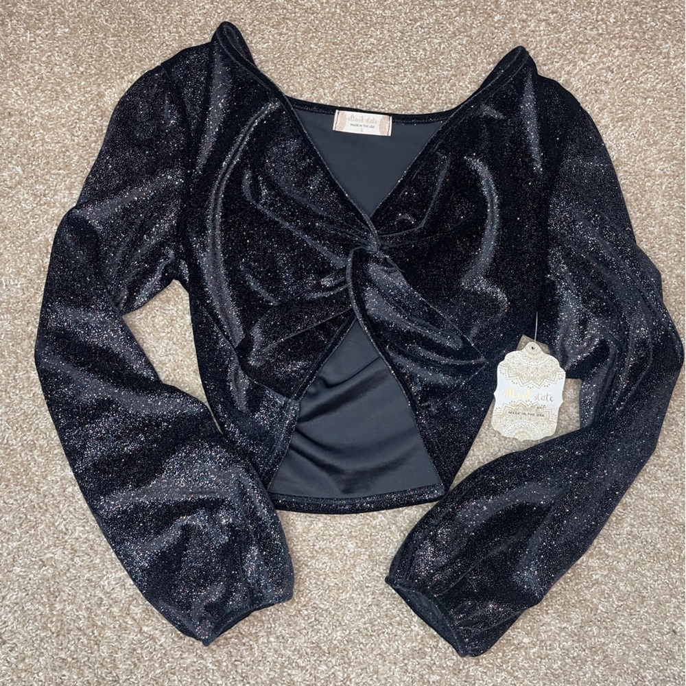 Altar'd State Black Glitter Crop Top